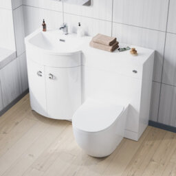 Nes Home White 1100mm Left Hand Side Sink Combination Vanity Unit Rimless Toilet - thumbnail 3