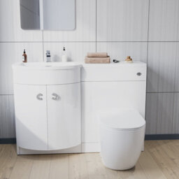 Nes Home White 1100mm Left Hand Side Sink Combination Vanity Unit Rimless Toilet - thumbnail 2