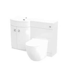 Nes Home White 1100mm Left Hand Side Sink Combination Vanity Unit Rimless Toilet - thumbnail 5