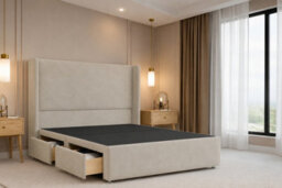 "Nexus Portofino Plush Divan, Cream, 54"" Winged Hb, 2 Drawers Foot-End, Open Coil Mattress, King" - thumbnail 4