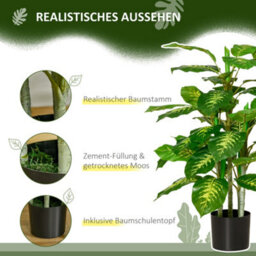 Artificial Plant, Plastic Plant, Cement Pot, Indoor And Outdoor, 95 Cm, Green - thumbnail 6
