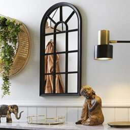 Deenz Window Style 70Cm Mirror Living Room Decoration Hallway Home Panel Wall Glass Indoor/outdoor (Black)