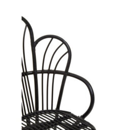 Orsina Black Natural Rattan Back Chair Metal Legs, High Back Rattan Lounge Chair, Outdoor Rattan Chair For Garden - thumbnail 9