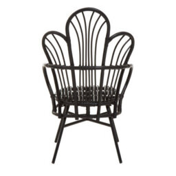 Orsina Black Natural Rattan Back Chair Metal Legs, High Back Rattan Lounge Chair, Outdoor Rattan Chair For Garden - thumbnail 4