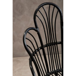 Orsina Black Natural Rattan Back Chair Metal Legs, High Back Rattan Lounge Chair, Outdoor Rattan Chair For Garden - thumbnail 6