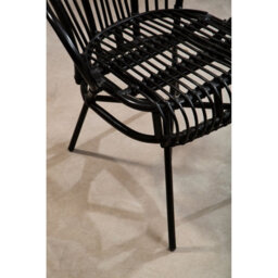 Orsina Black Natural Rattan Back Chair Metal Legs, High Back Rattan Lounge Chair, Outdoor Rattan Chair For Garden - thumbnail 7