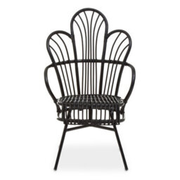 Orsina Black Natural Rattan Back Chair Metal Legs, High Back Rattan Lounge Chair, Outdoor Rattan Chair For Garden - thumbnail 1