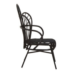 Orsina Black Natural Rattan Back Chair Metal Legs, High Back Rattan Lounge Chair, Outdoor Rattan Chair For Garden - thumbnail 3