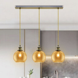 Long Life Lamps Company Vintage 3 Lights Ceiling Pendant Lamp Cluster Mini Glass Globe Shades Gold H3133 - thumbnail 6
