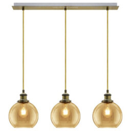 Long Life Lamps Company Vintage 3 Lights Ceiling Pendant Lamp Cluster Mini Glass Globe Shades Gold H3133 - thumbnail 1