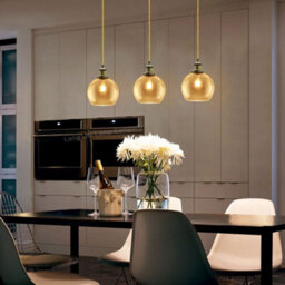 Long Life Lamps Company Vintage 3 Lights Ceiling Pendant Lamp Cluster Mini Glass Globe Shades Gold H3133 - thumbnail 9