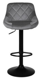 Set Of 3 Grey Valencia Velvet Gas Lift Bar Stools Kitchen Breakfast Swivel Chairs With Matte Black Metal Base & Footrest - thumbnail 8