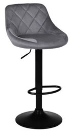 Set Of 3 Grey Valencia Velvet Gas Lift Bar Stools Kitchen Breakfast Swivel Chairs With Matte Black Metal Base & Footrest - thumbnail 9