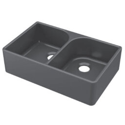 London Sink Company Butler 795 2-Bowl Matt Bronze Ceramic Sit-On Kitchen Sink With Waste - thumbnail 3