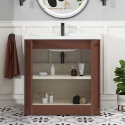 Royal Bathrooms Elmore 800mm Floor Standing 2 Door Bathroom Vanity Unit With Traditional Ceramic Basin Sink - Terracotta Clay - thumbnail 5