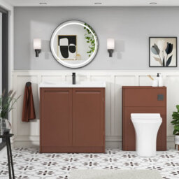 Royal Bathrooms Elmore 800mm Floor Standing 2 Door Bathroom Vanity Unit With Traditional Ceramic Basin Sink - Terracotta Clay - thumbnail 4