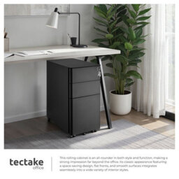 Tectake Filing Cabinet Parvus - Powdered Steel, 3 Drawers (1 For Hanging Files), Locking - 1 - Black - thumbnail 7