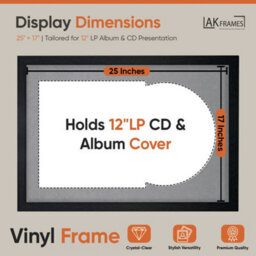 "AK Frames 25X17"" Black Modern Vinyl Record Frame With Mid Grey Mount For 12 Inch Lp Cover & Disc - Overlapped Design" - thumbnail 2