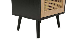 Pair Of Bedside 2 Drawer Cabinet  Rattan Croxley Side Table Black - thumbnail 7