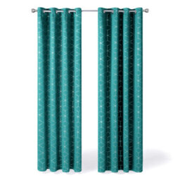 Deconovo Window Valances Blackout Curtains, Diamond Foil Printed Thermal Insulated Curtains, W52 X L45 Inch, Turquoise, One Pair - thumbnail 1
