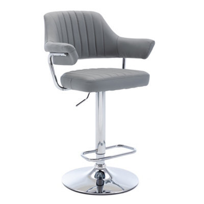 Hnnhome Modern Emper Padded Swivel Faux Leather Breakfast Kitchen Bar Stool Pub Barstool (Light Grey) - image 1