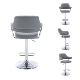 Hnnhome Modern Emper Padded Swivel Faux Leather Breakfast Kitchen Bar Stool Pub Barstool (Light Grey) - thumbnail 3