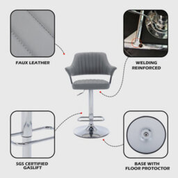 Hnnhome Modern Emper Padded Swivel Faux Leather Breakfast Kitchen Bar Stool Pub Barstool (Light Grey) - thumbnail 2