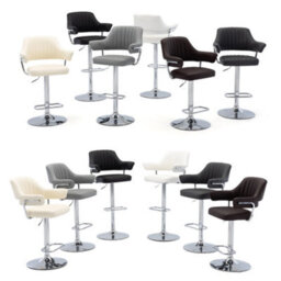 Hnnhome Modern Emper Padded Swivel Faux Leather Breakfast Kitchen Bar Stool Pub Barstool (Light Grey) - thumbnail 6