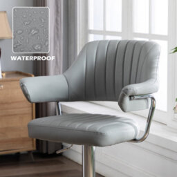 Hnnhome Modern Emper Padded Swivel Faux Leather Breakfast Kitchen Bar Stool Pub Barstool (Light Grey) - thumbnail 5