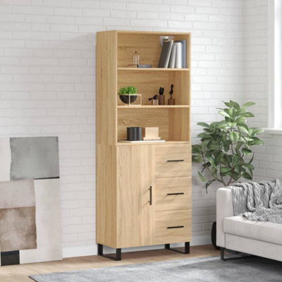 Berkfield Highboard Sonoma Oak 69.5X34X180 Cm Engineered Wood - image 1