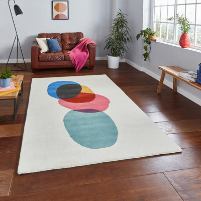 Multicoloured Luxurious Modern Wool Abstract Rug For Bedroom & Living Room-120Cm X 170Cm - image 1