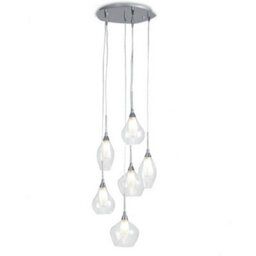Luminosa Lighting Luminosa Skyline 6 Light Cluster Pendant Ceiling Light Transparent 42X22.5Cm - thumbnail 1
