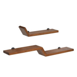MH London Penny Set Of 2 Wall Shelf Solid Wood Walnut Floating Shelf Living Bedroom Kitchen Wall Mounted Wooden Shelves - thumbnail 2