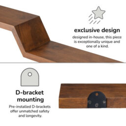MH London Penny Set Of 2 Wall Shelf Solid Wood Walnut Floating Shelf Living Bedroom Kitchen Wall Mounted Wooden Shelves - thumbnail 5
