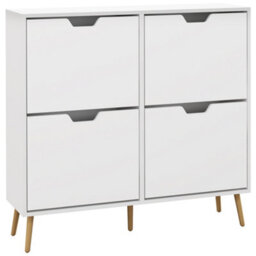 Homcom Shoe Storage Cabinet With 4 Flip Drawers For 8-16 Pairs, White - thumbnail 2
