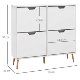 Homcom Shoe Storage Cabinet With 4 Flip Drawers For 8-16 Pairs, White - thumbnail 3