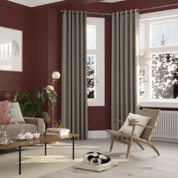 GoodHome Vestris Taupe Plain Blackout & Thermal Eyelet Curtain (W)228Cm (L)228Cm, Pair - thumbnail 2