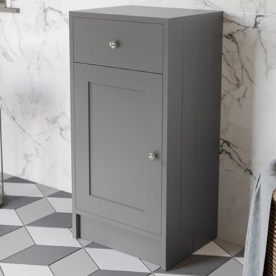 Affine Freestanding Bathroom Storage Unit Cabinet Grey With Chrome Handles 400mm - image 1