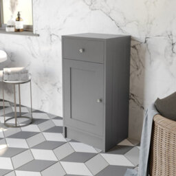 Affine Freestanding Bathroom Storage Unit Cabinet Grey With Chrome Handles 400mm - thumbnail 2