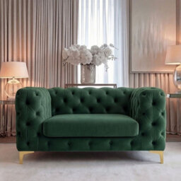 Sofaya Monaco Chesterfield Green Velvet Sofa Set - 1,2,3 Seater & 3+2 Seater Set Deep Buttoned Cushions Upholstery Couch Settee - thumbnail 5