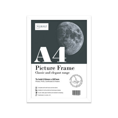 A4 White Picture Frame Fits A4 (21 X 29.7Cm - 8.3 X 11.7In) Poster, Photo, Artwork, Or Print. - image 1