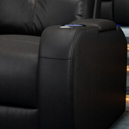 Valencia Verona Power Headrest Home Theater Seating Row Of 2 Black Nappa Leather Power Recliner Led Cup Holder - thumbnail 6