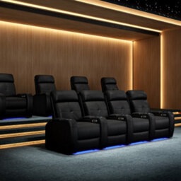 Valencia Verona Power Headrest Home Theater Seating Row Of 2 Black Nappa Leather Power Recliner Led Cup Holder - thumbnail 2