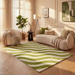 The Rugs Joli Green And White Wavy Rug Soft Dense Pile Easy To Clean And Pet Friendly For Living Rooms And Bedrooms - thumbnail 8