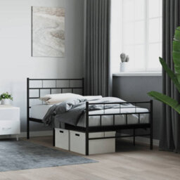 Berkfield Metal Bed Frame With Headboard And Footboard Black 100X190 Cm - thumbnail 1