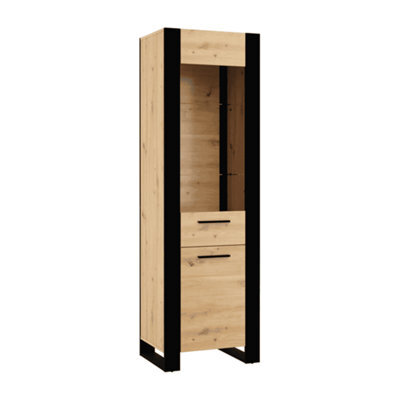 Arte Modern Nuka Tall Display Cabinet In Oak Artisan W580mm X H1880mm X D450mm - image 1