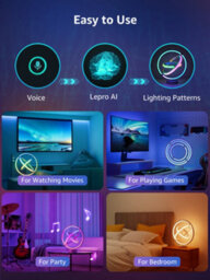 Lepro Tb1 Ai Smart Table Lamp, Music Sync, Colour Changing, Works With Alexa & Google Assistant, Bluetooth Or 2.4Ghz Wifi - thumbnail 8
