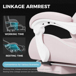 Gtplayer Fabric Gaming Chair With Footrest, Massage Ergonomic Computer Chairs Height Adjustable Heavy Duty Pc Chair, Pink - thumbnail 5