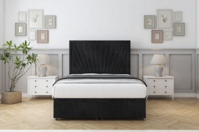 "Sloomy Somerset Black Naples Ottoman Bed Base With 26"" Strutted Headboard 2'6 Small Single" - image 1