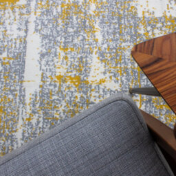 Loomed Yellow Ochre Grey Distressed Abstract Living Room Rug 160X230Cm - thumbnail 3